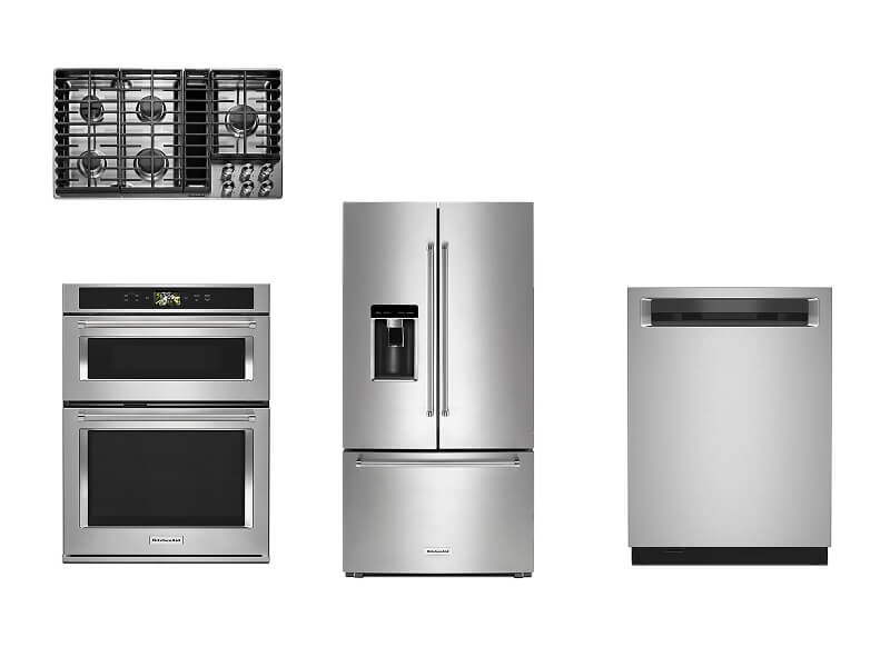 Smart Oven+ 30&quot; Combination Oven,&nbsp;5 Burner Gas Downdraft Cooktop,&nbsp;Counter-Depth French Door Platinum Interior Refrigerator,&nbsp;360° Max Jets™ Third Rack Dishwasher